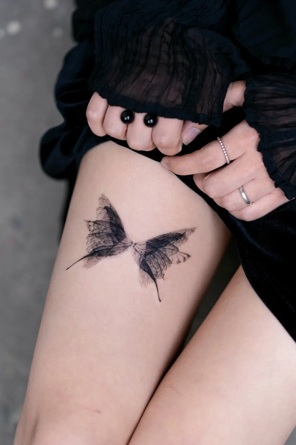 Tatuaggio in radiografia di farfalla realizzato da Pokhy