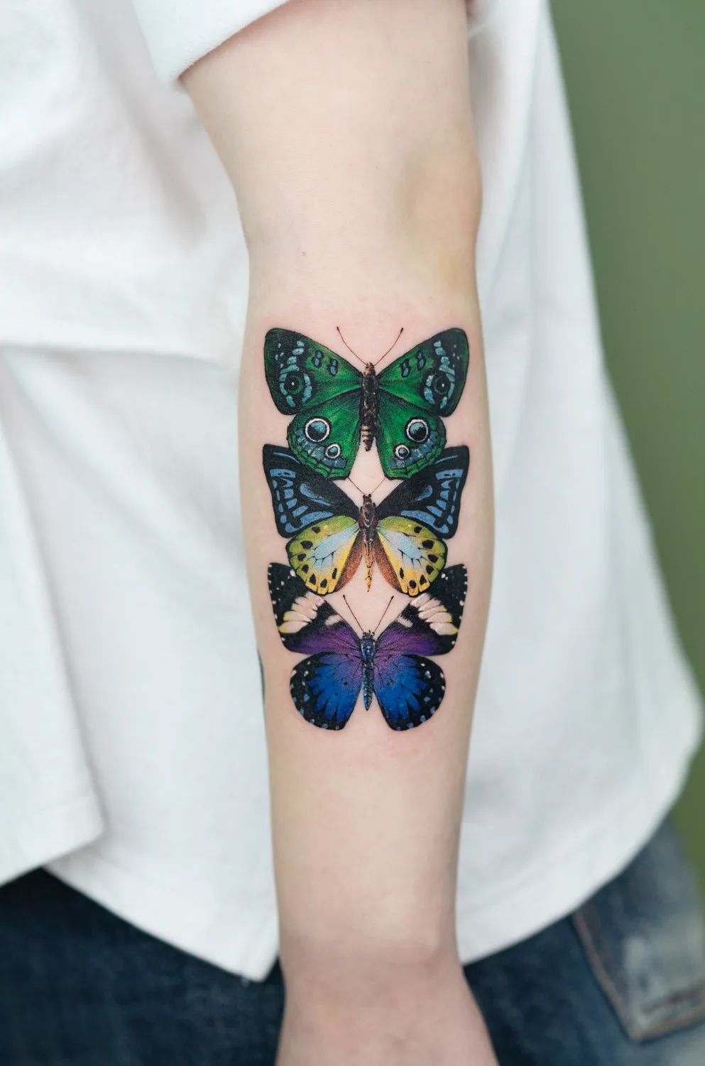 Tatuaggio di farfalla a colori realizzato da Pokhy
