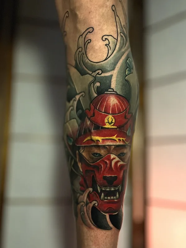 color japanese tattoo on calf #75678 | Tattoo Artist Леон, студия L-Tattoo