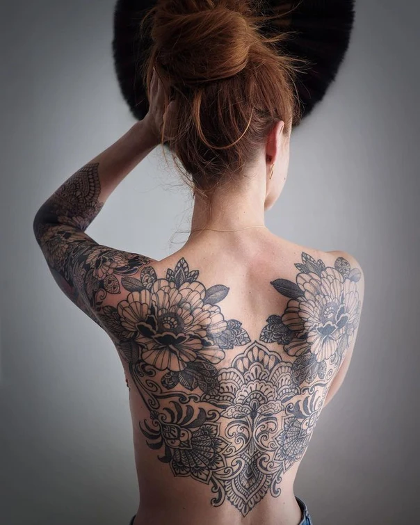 Ornamental Floral, Mandala tattoo on Full Back