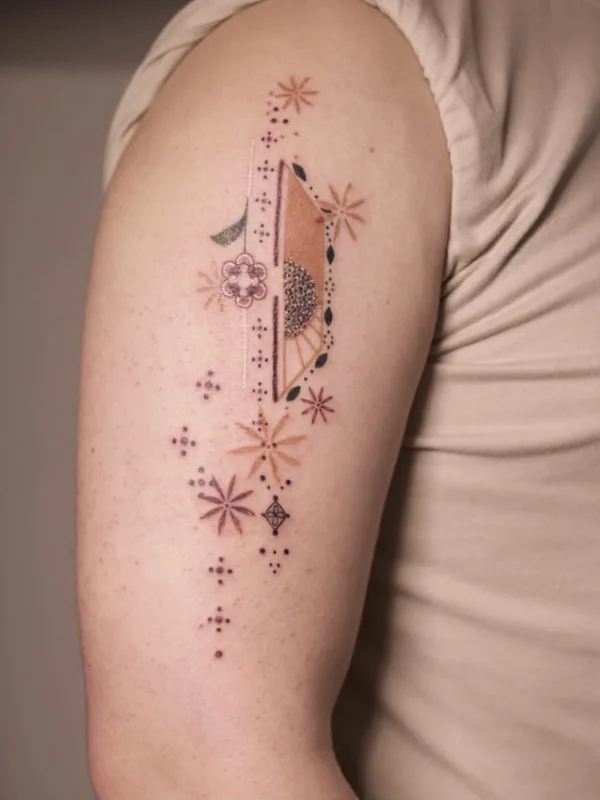 color geometric 纹身 在 upper arm #75779 | 纹身师 Oke tattooer Veronika