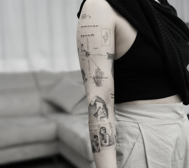 Sketch Geometric, Botanic tattoo on Forearm