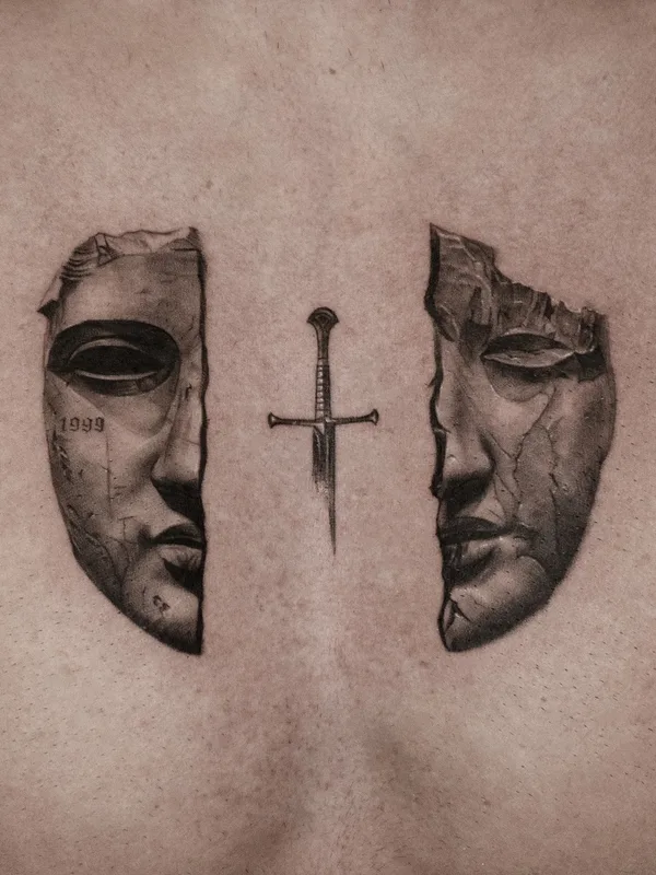 black and grey realism tattoo on upper back #75793 | Tattoo Artist Taeseok Park