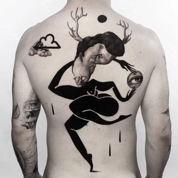 Surrealism Figure, Eye tattoo on Full Back