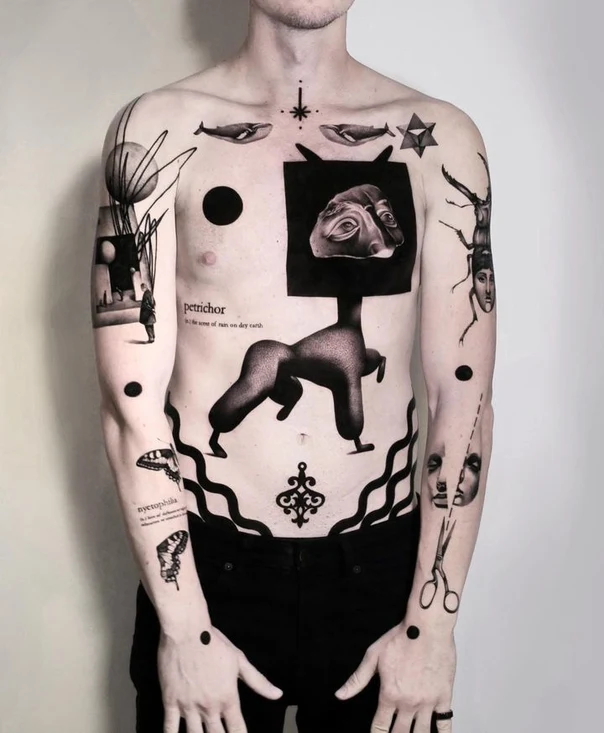 Surrealism Surreal, Geometric tattoo on Full Body