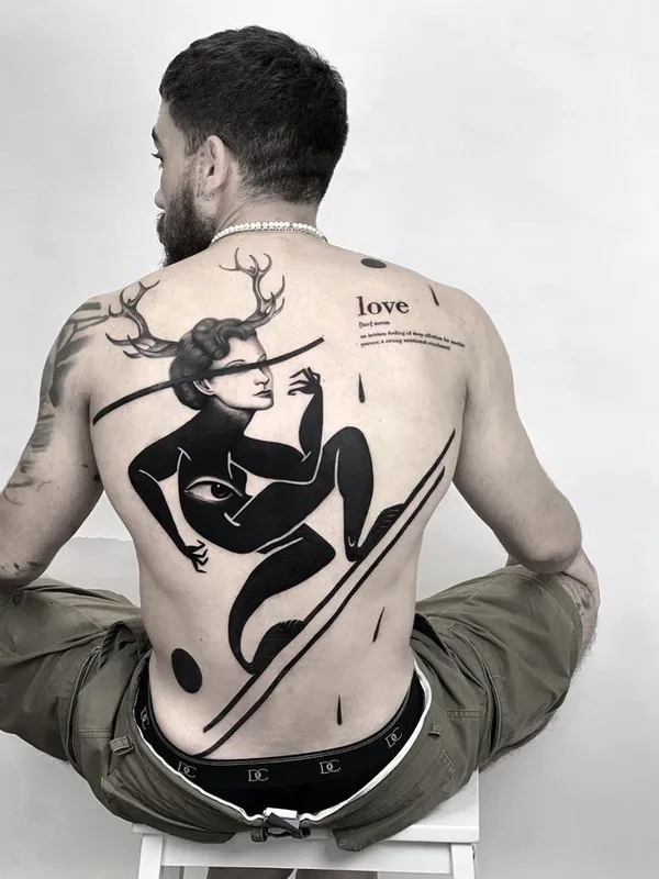 male black blackwork Tatuaggio su full back #75824 | Tatuatore Matteo Nangeroni