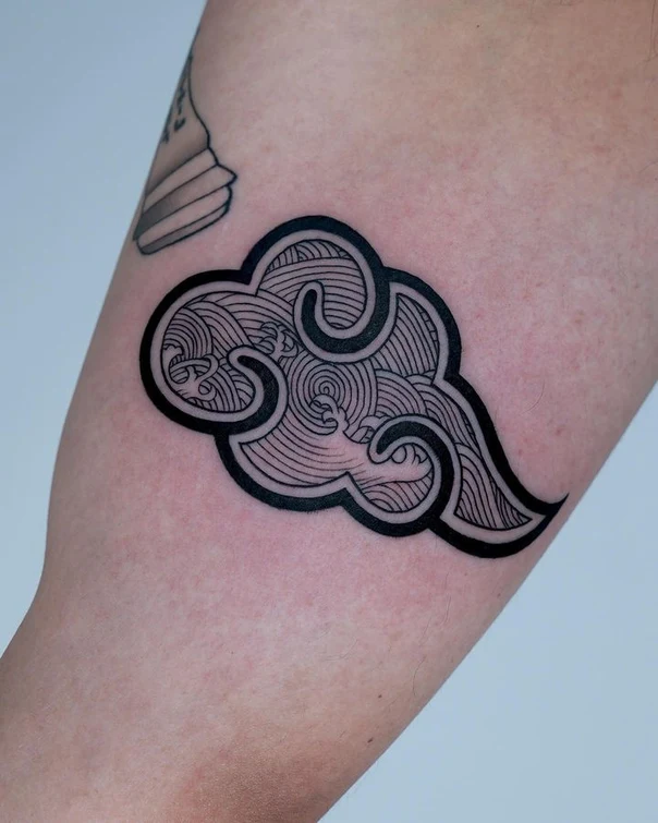 Blackwork Cloud tattoo on Forearm