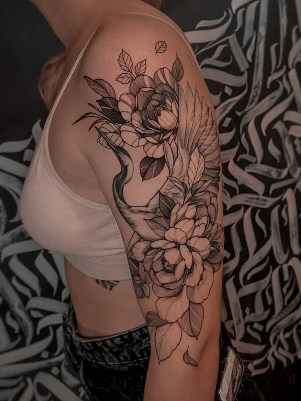 female black and grey black and grey Tatuaggio su full sleeve #76033 | Tatuatore AlexSuprotiv