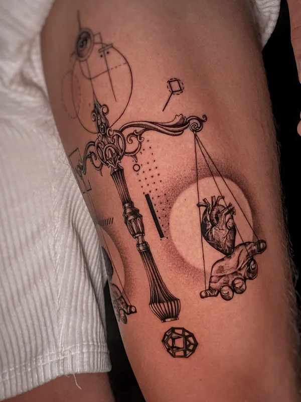 black and grey black and grey Tatuaggio su thigh #76035 | Tatuatore AlexSuprotiv