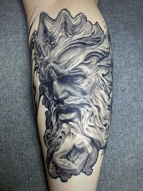 black and grey realism Tatuaggio su calf #76180 | Tatuatore Andrey Pavlenko