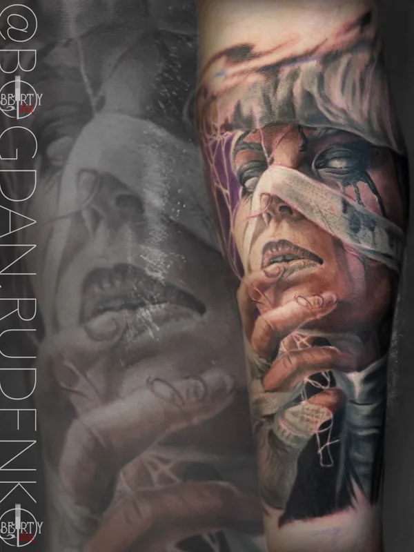 male color realism tattoo on shin #76251 | Tattoo Artist Богдан Руденко