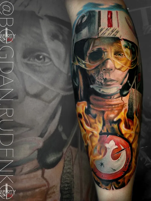 male color realism tattoo on shin #76252 | Tattoo Artist Богдан Руденко