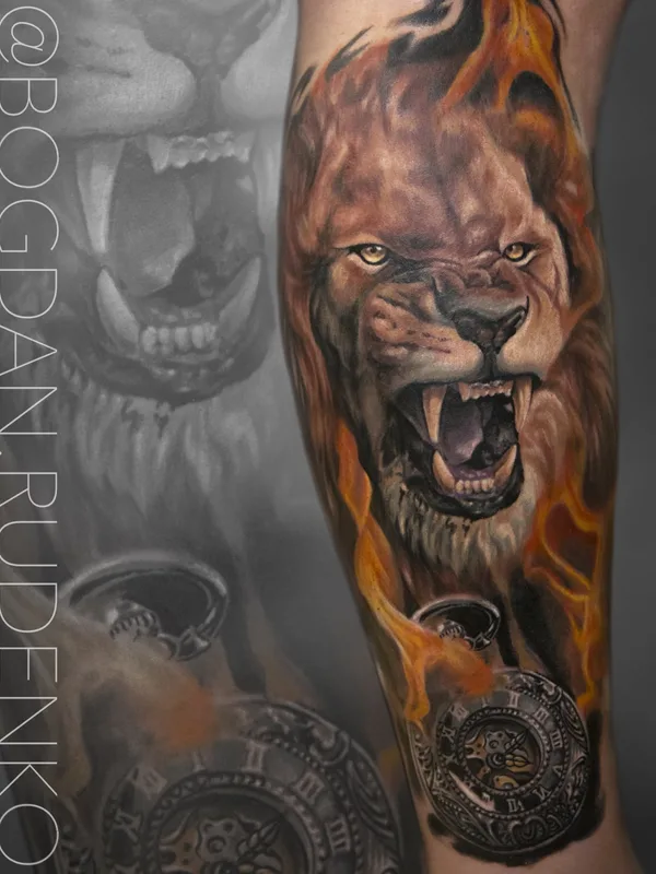male color realism tattoo on shin #76256 | Tattoo Artist Богдан Руденко