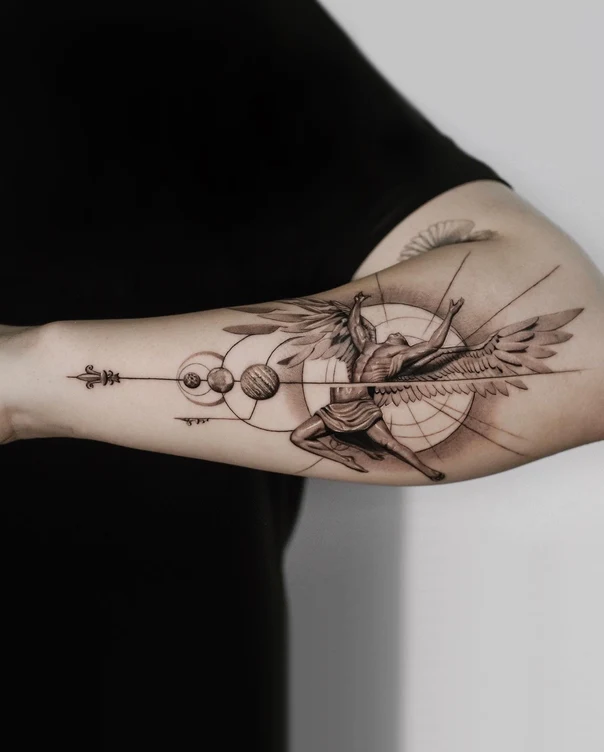 Geometric Angel, Geometric tattoo on Forearm