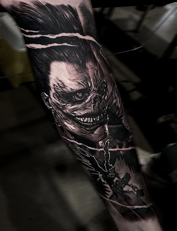 Black & Grey Demon, Anime tattoo on Full Sleeve