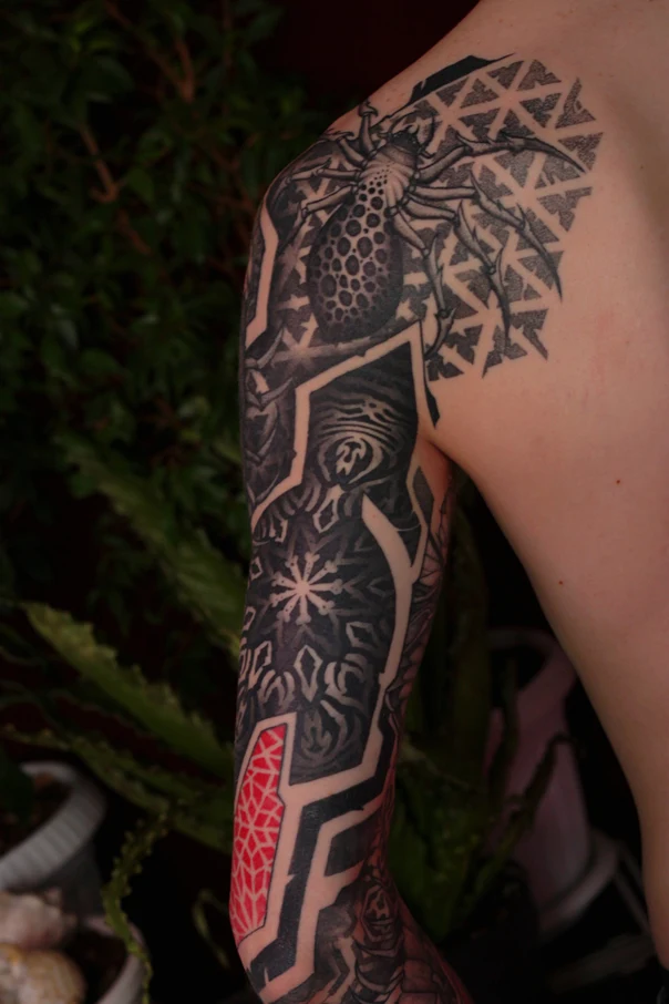 Геометрия Spider, Geometric tattoo на Полный рукав