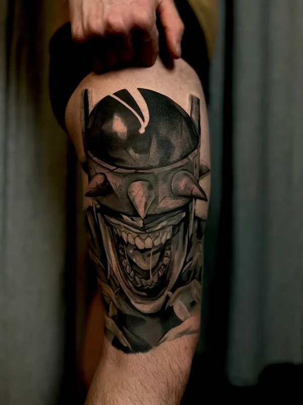 black and grey black and grey Tatuaggio su thigh #77026 | Tatuatore Чергин Игорь 