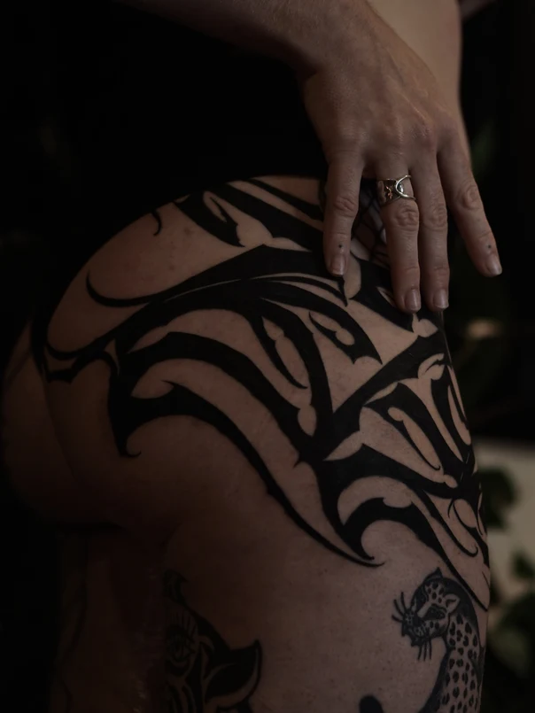 Tribal Abstract, Animal tattoo on Hip
