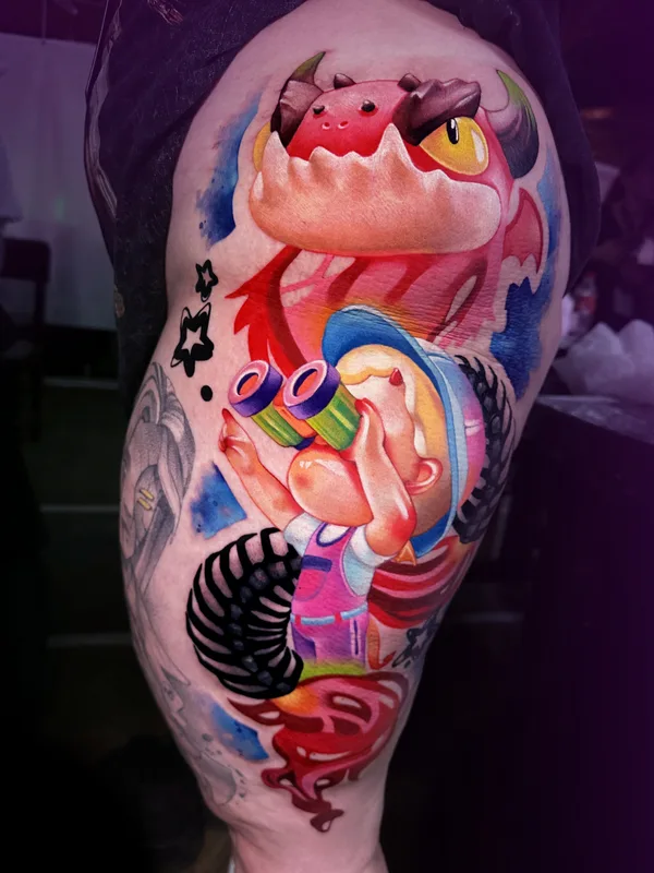color illustrative 纹身 在 thigh #77114 | 纹身师 Molly ttt
