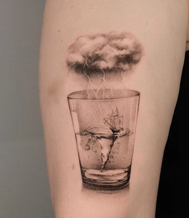 Realism Ship, Storm tattoo on Forearm