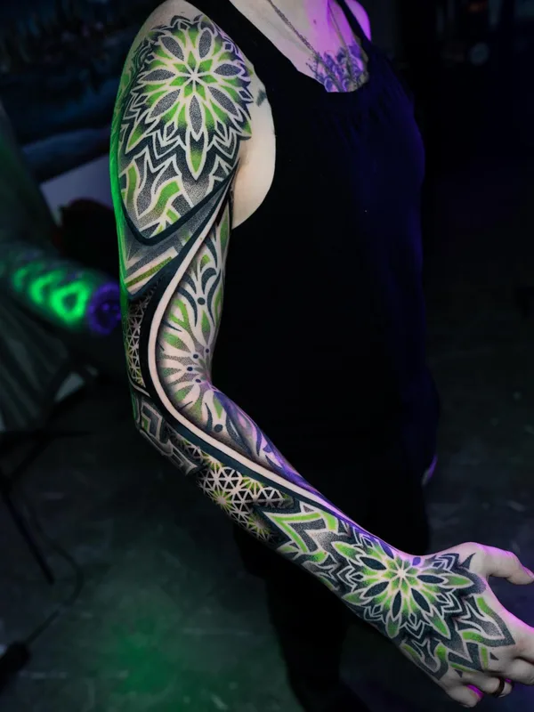 color ornamental tattoo on full sleeve #77163 | Tattoo Artist Kostik Dry