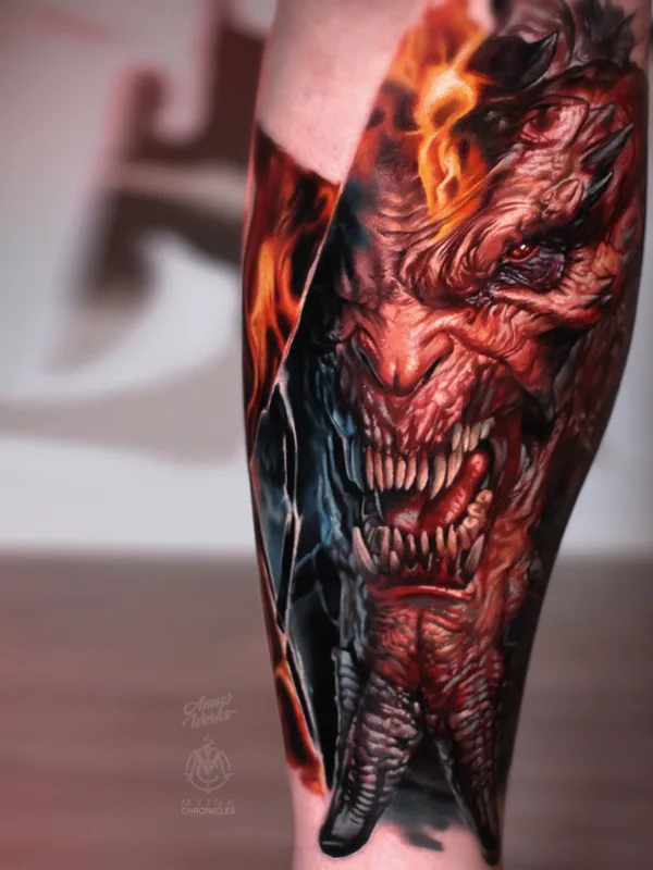 color realism tattoo auf calf #77186 | Tätowierer Anna Kriuchkova
