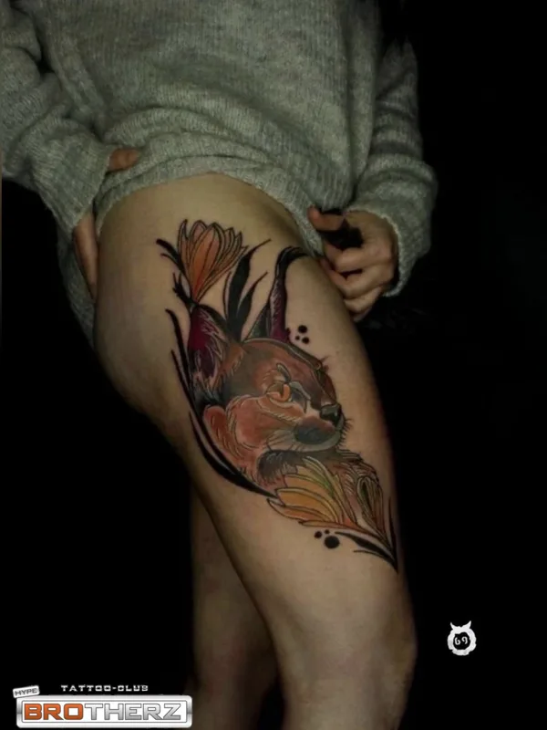 color illustrative tatuaje en thigh #77262 | Tatuador Lina Boyts