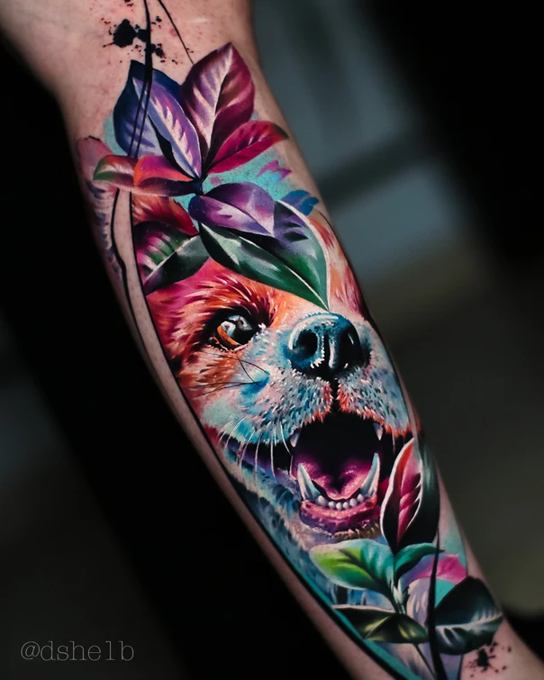 Иллюстративная Animal, Botanic tattoo на Предплечье