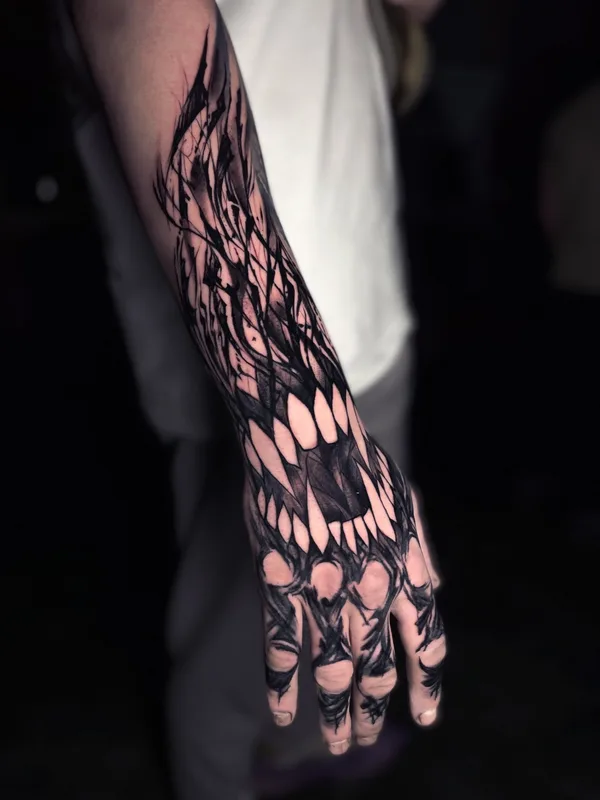 black blackwork tatouage sur full sleeve #77846 | Artiste tatoueur Владислав Филимонов 