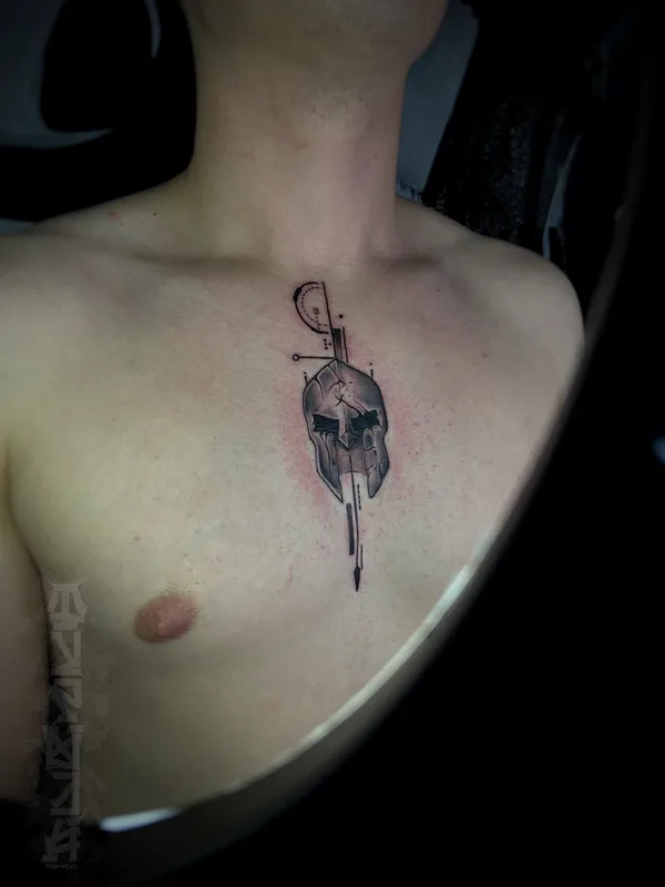 male black and grey blackwork Tatuaggio su chest #77874 | Tatuatore Иван Фурман