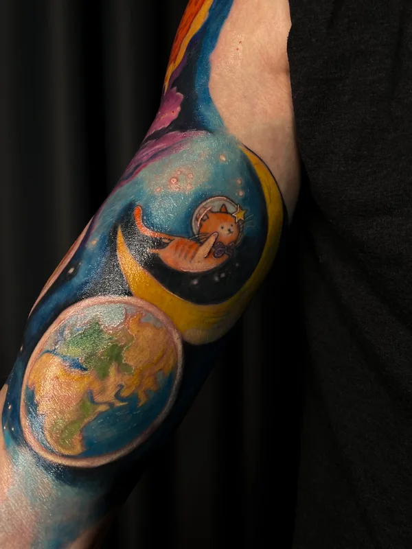 color illustrative татуировка на full sleeve #77986 | Тату мастер Нина Волошкина