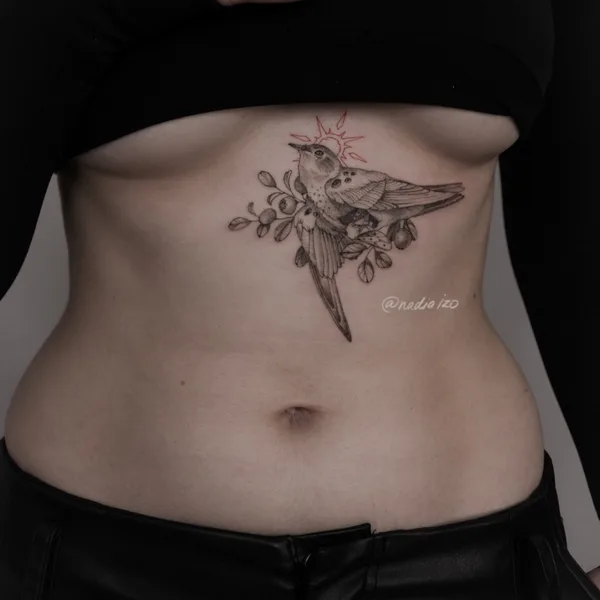 Botanical tattoo by Nadia Izo in Moscow