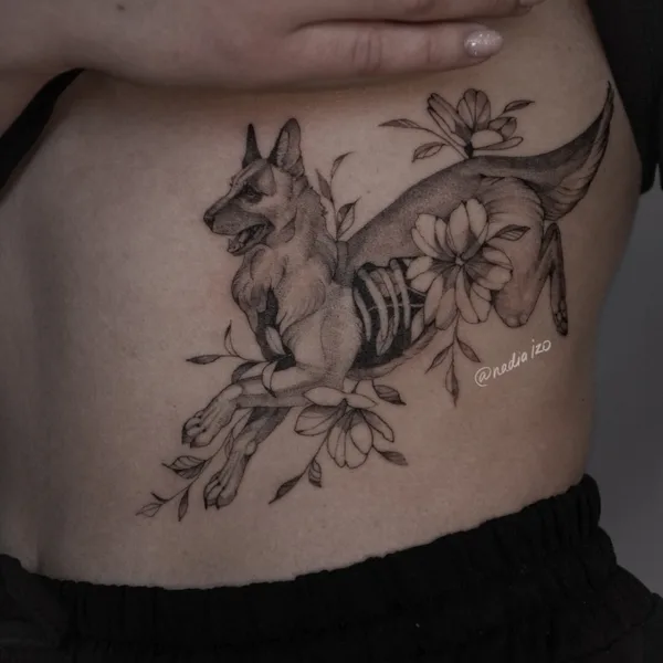 Botanical tattoo by Nadia Izo in Moscow