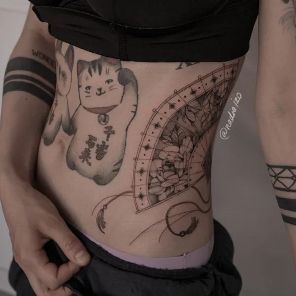 Botanical tattoo by Nadia Izo in Moscow