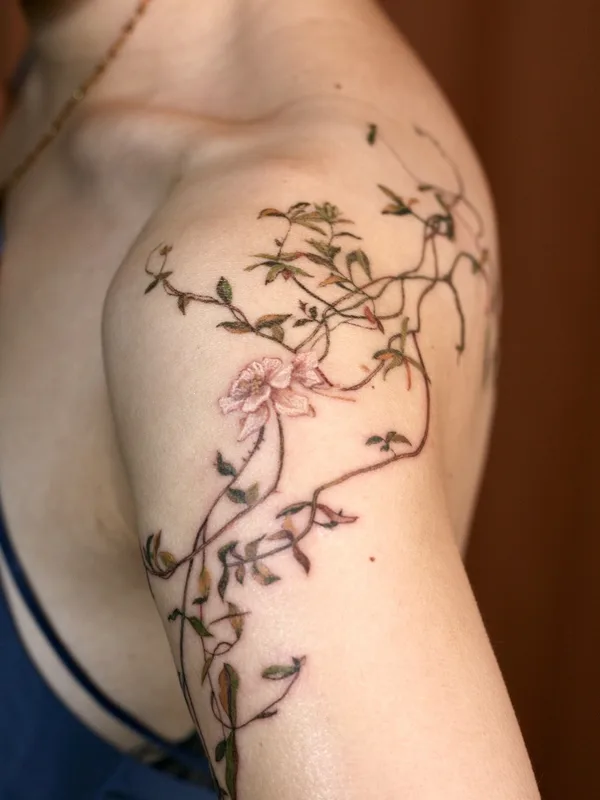 female color botanic Tatuaggio su shoulder #78054 | Tatuatore Isle