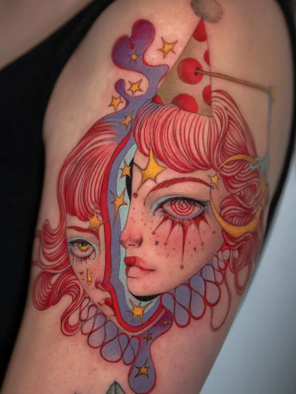 color illustrative tattoo on upper arm #78178 | Tattoo Artist Maiza