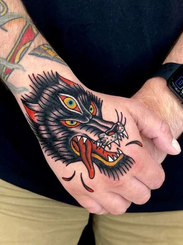 color traditional tattoo on hand #78263 | Tattoo Artist Ducky
