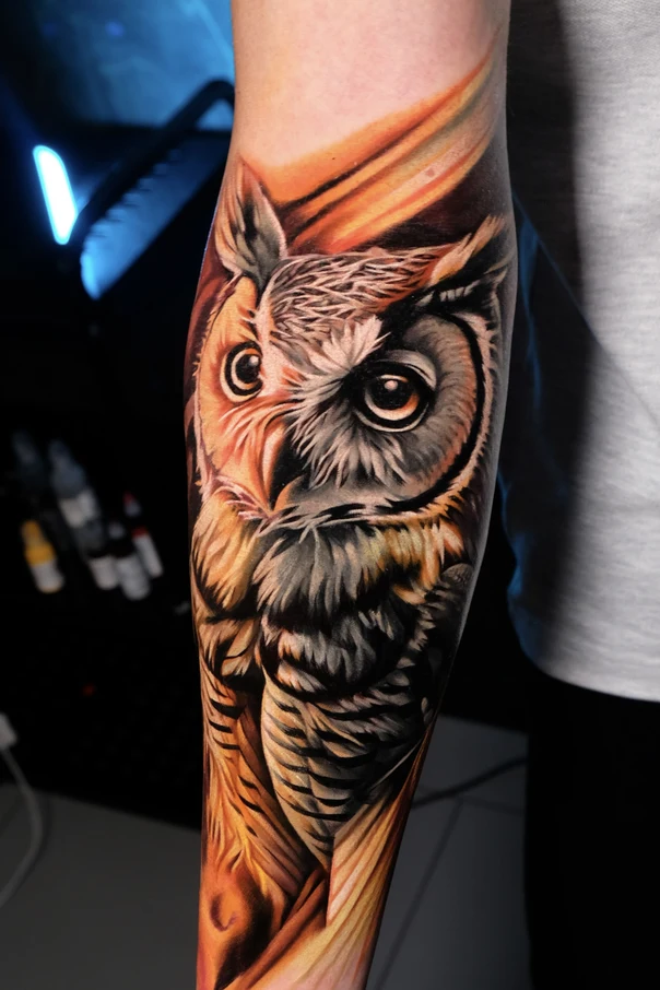 Реализм Owl tattoo на Предплечье