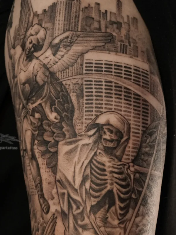 black and grey realism tattoo on upper arm #78325 | Tattoo Artist Марынин Ярослав Yartattoo 