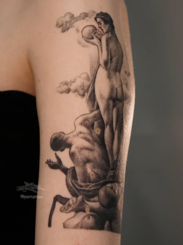 female black and grey realism tattoo on upper arm #78329 | Tattoo Artist Марынин Ярослав Yartattoo 