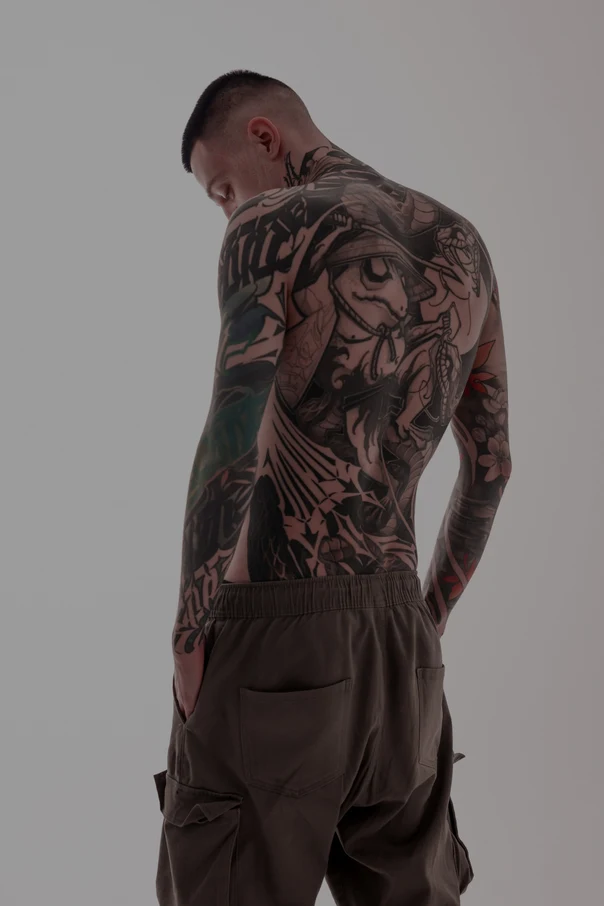 Японская Samurai, Koi tattoo на Спина (полная)