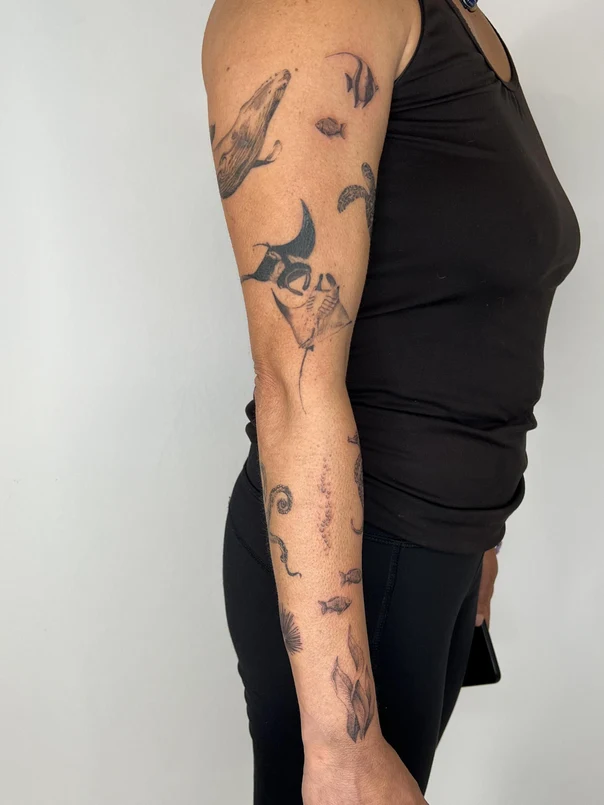 Sketch Sea creatures, Whale tattoo on Forearm