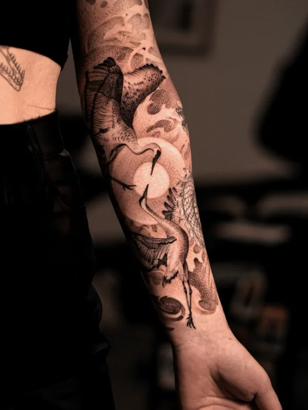 female black and grey japanese tatouage sur full sleeve #78878 | Artiste tatoueur MAX.VERAGO