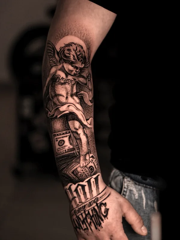 black and grey black and grey tatouage sur full sleeve #78883 | Artiste tatoueur MAX.VERAGO
