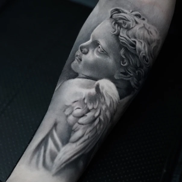 Realism Angel, Portrait tattoo on Forearm