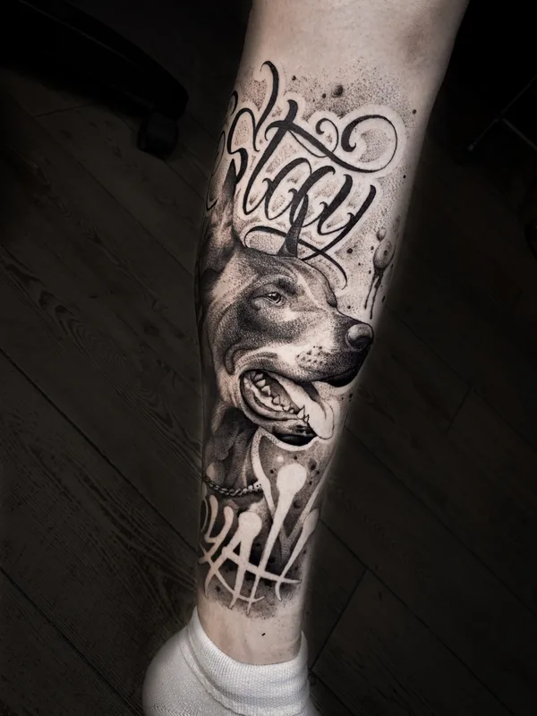 black and grey realism tatouage sur calf #79137 | Artiste tatoueur Павел Легендарный