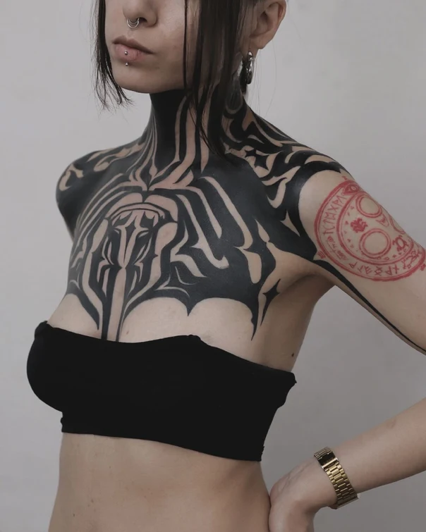 Blackout Abstract, Geometric tattoo on Chest