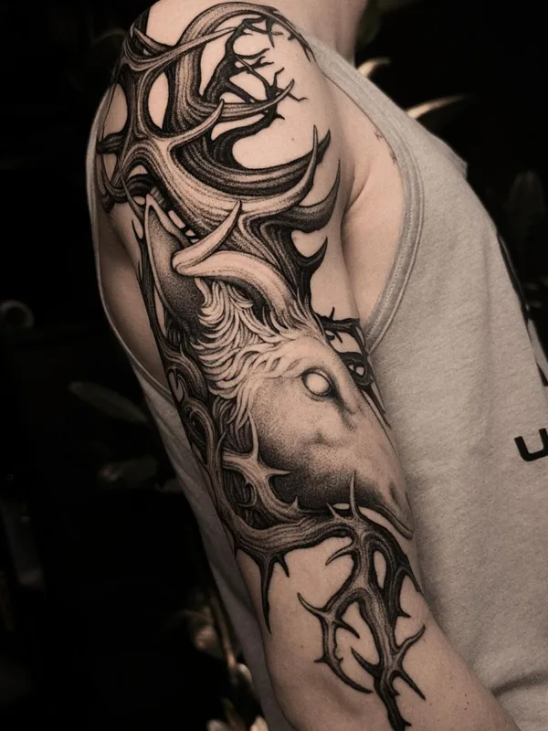 black and grey blackwork Tatuagem em full sleeve #79314 | Tatuador Parvick Faramarz