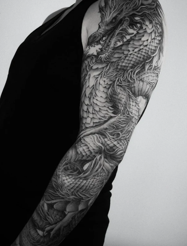 Японская Dragon tattoo на Полный рукав