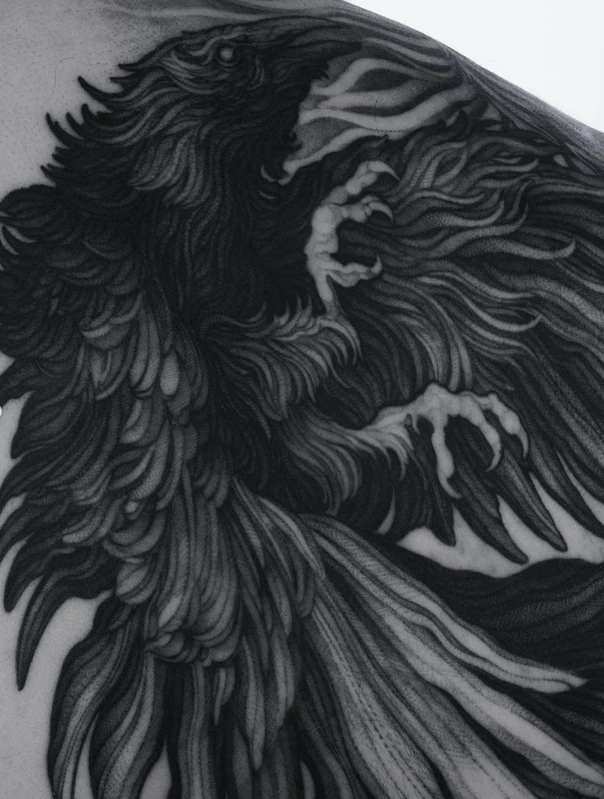 Блэкворк Raven, Bird tattoo на Дельта